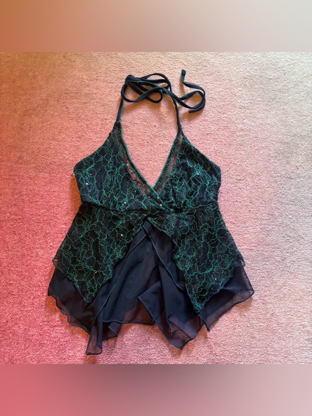 navy blue and teal current mood halter top